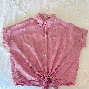 Madewell short sleeve tie front top